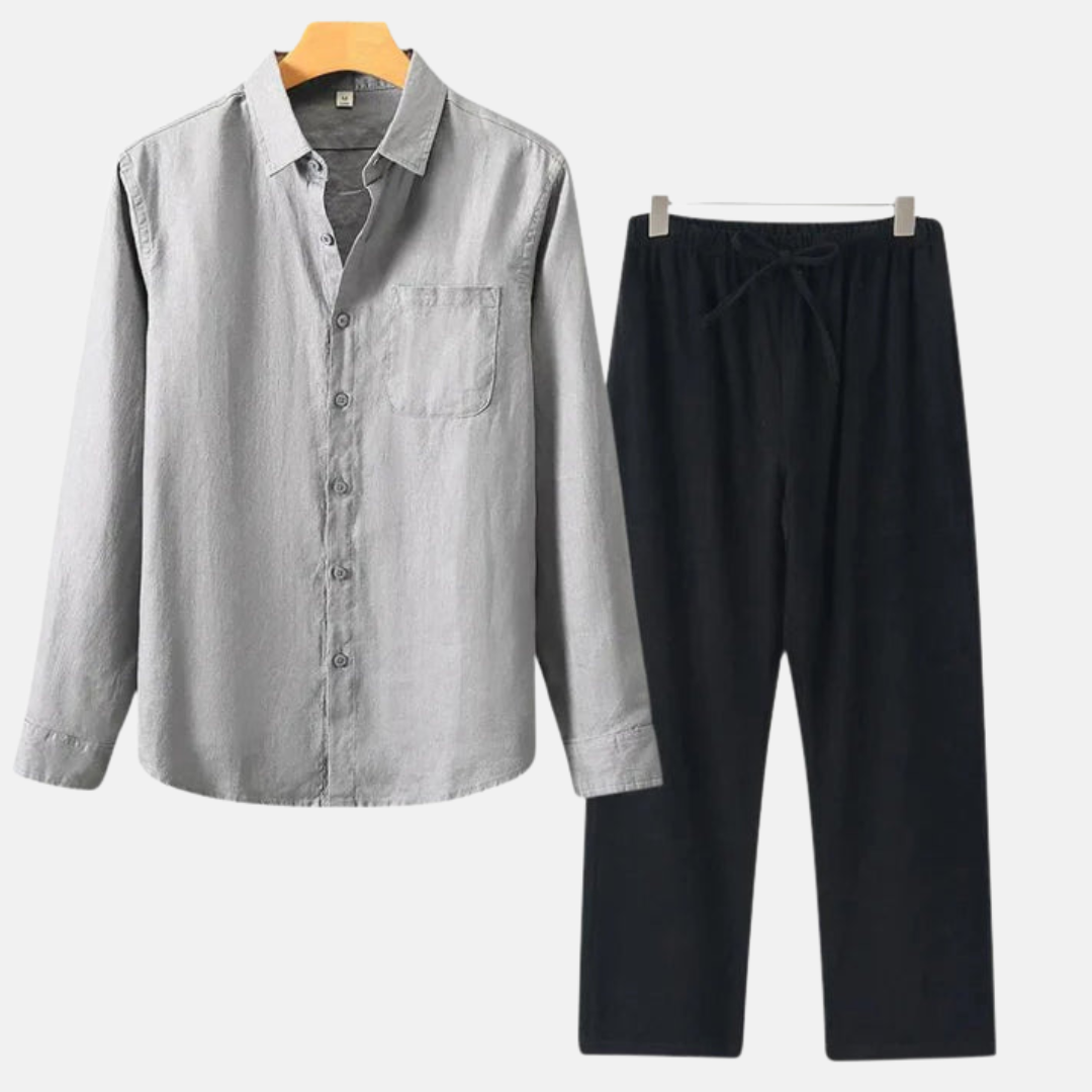 Velmar | Herren Leinen Set Zweiteilig Atmungsaktiv Relaxed Fit Sommer