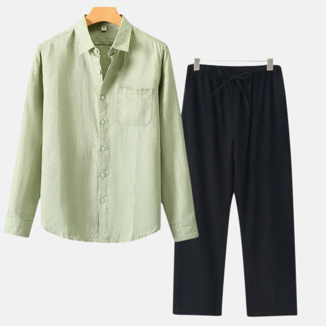 Velmar | Herren Leinen Set Zweiteilig Atmungsaktiv Relaxed Fit Sommer