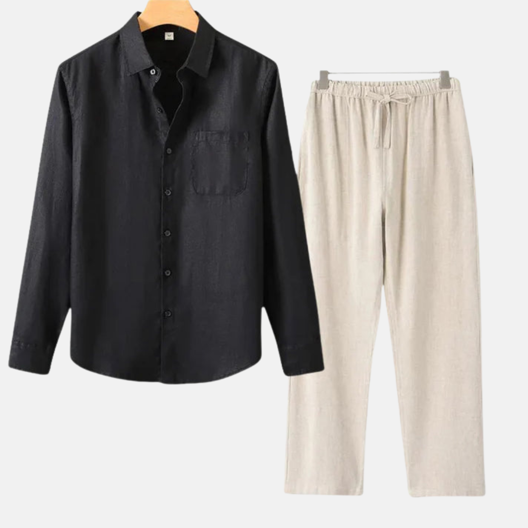 Velmar | Herren Leinen Set Zweiteilig Atmungsaktiv Relaxed Fit Sommer