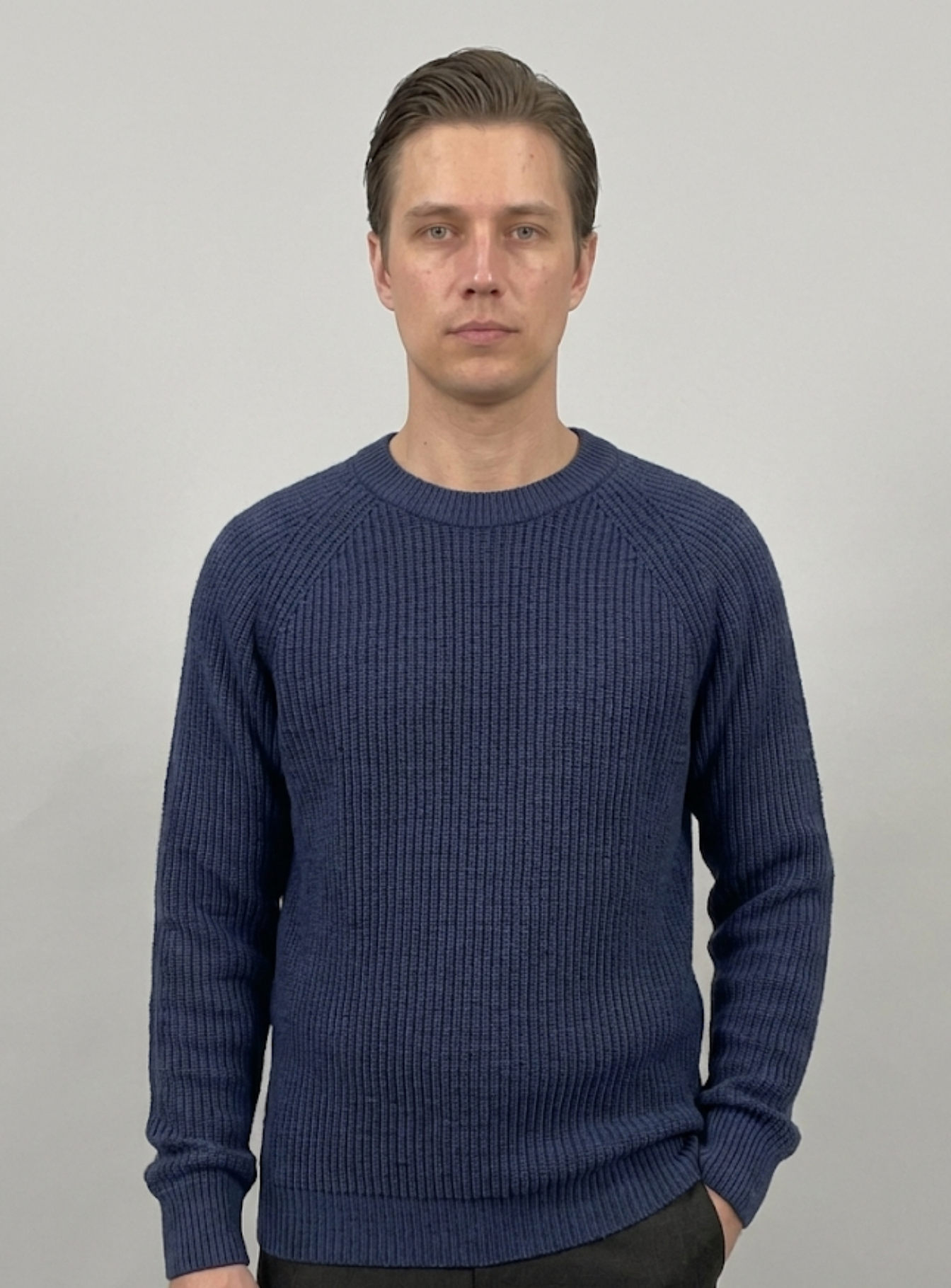 VELMAR | Herren Crewneck Merino Wolle Rippstrick Premium Qualität