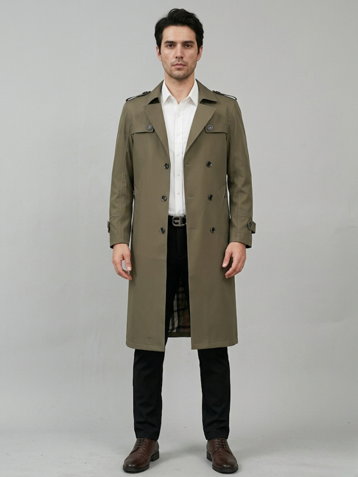 VELMAR | Herren Trenchcoat Elegant Lang Business Mantel Doppelreiher