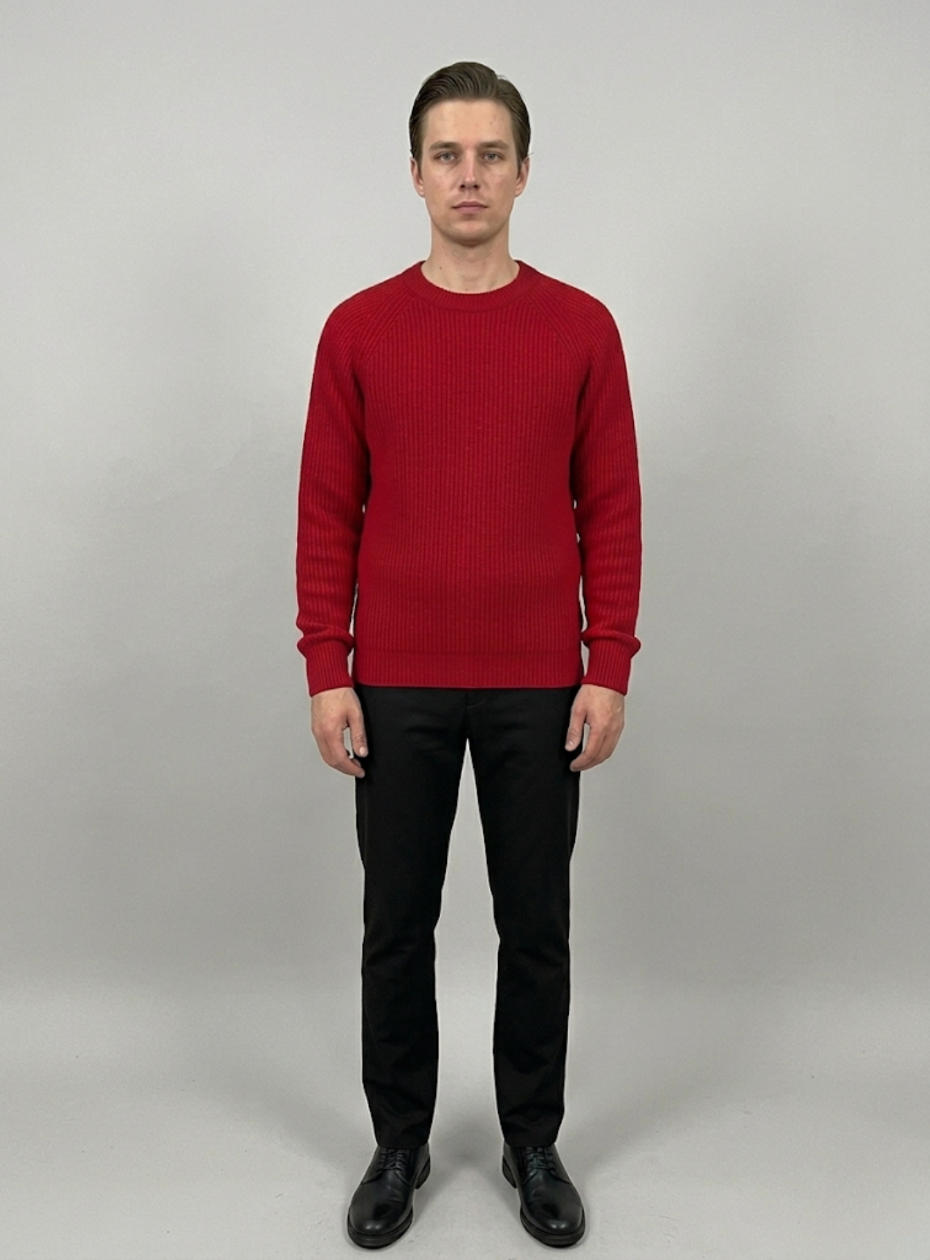 VELMAR | Herren Crewneck Merino Wolle Rippstrick Premium Qualität
