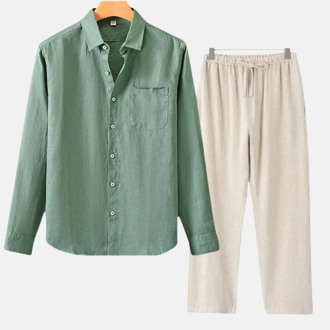 Velmar | Herren Leinen Set Zweiteilig Atmungsaktiv Relaxed Fit Sommer