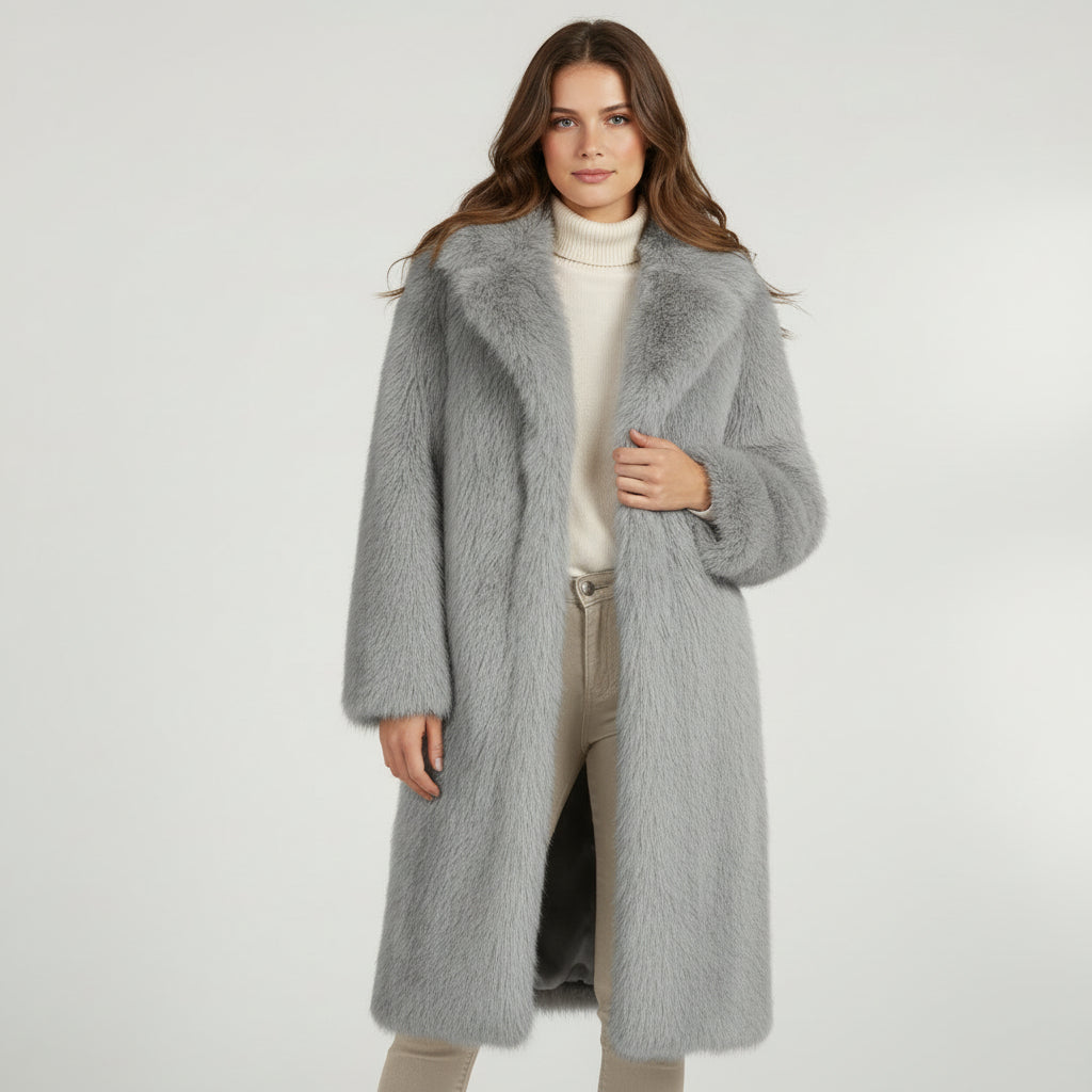 VELMAR | Damen Kunstpelzmantel – Langer Mantel in zeitloser Eleganz