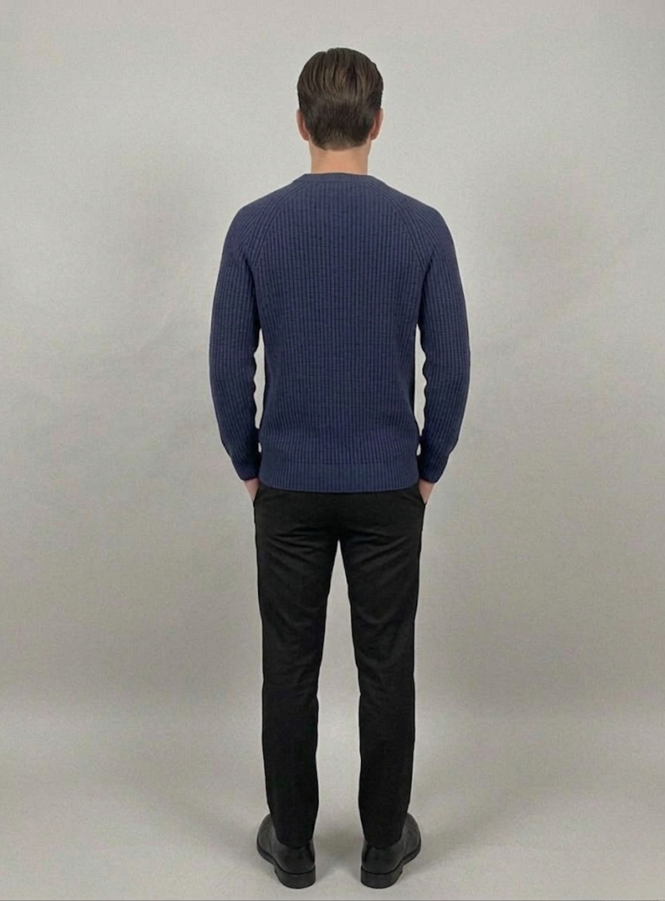 VELMAR | Herren Crewneck Merino Wolle Rippstrick Premium Qualität