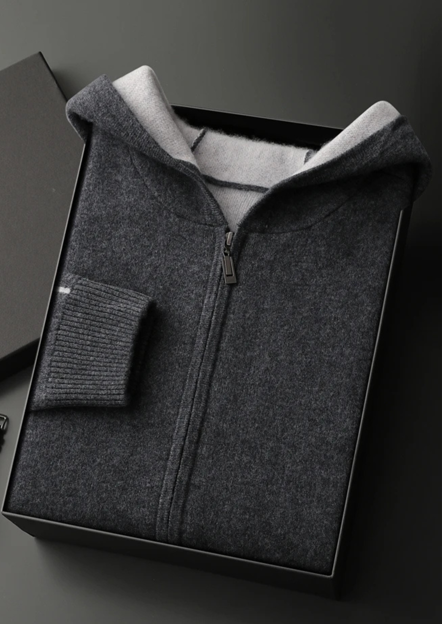 VELMAR | Herren 100% Merino Hoodie Reißverschluss Warm