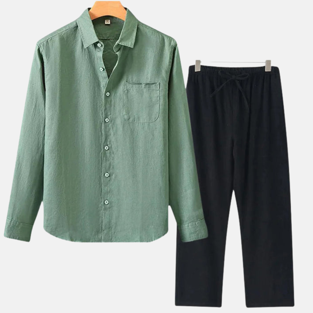 Velmar | Herren Leinen Set Zweiteilig Atmungsaktiv Relaxed Fit Sommer