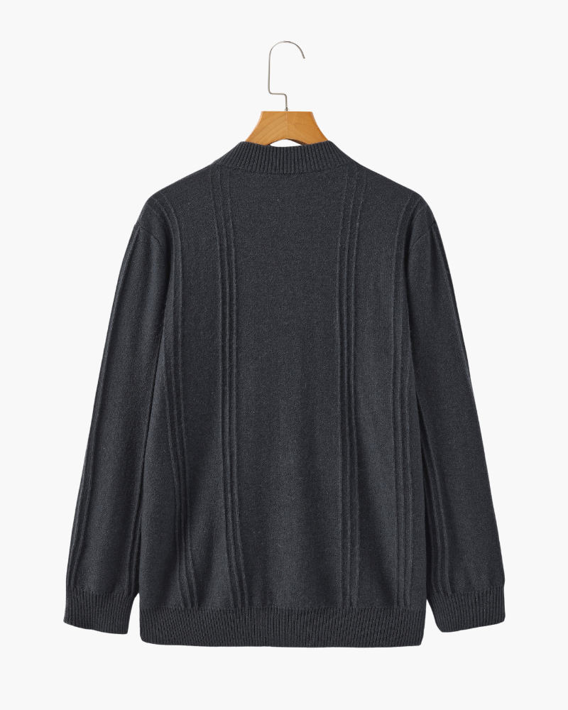 VELMAR | Herren Kaschmir-Strickpullover mit Reißverschluss Stehkragen