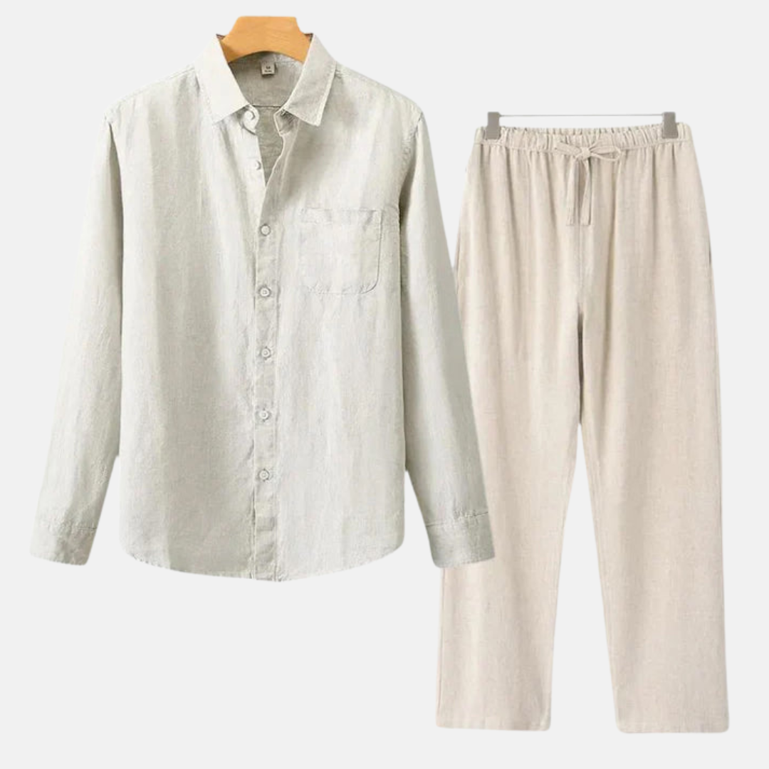 Velmar | Herren Leinen Set Zweiteilig Atmungsaktiv Relaxed Fit Sommer