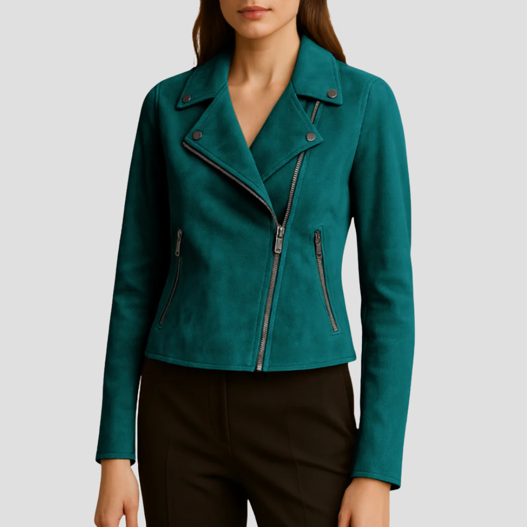VELMAR | Damen Wildleder Bikerjacke – Kurze Silhouette mit moderner Raffinesse