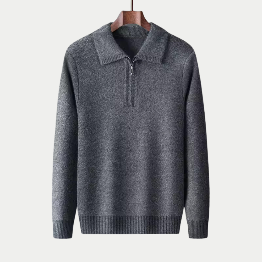 VELMAR | Herren Merino Strickpullover Extra-Fein mit Reißverschluss