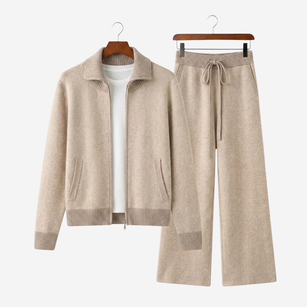 VELMAR | Damen Set aus Merinowolle – Zip Jacke & Weite Hose