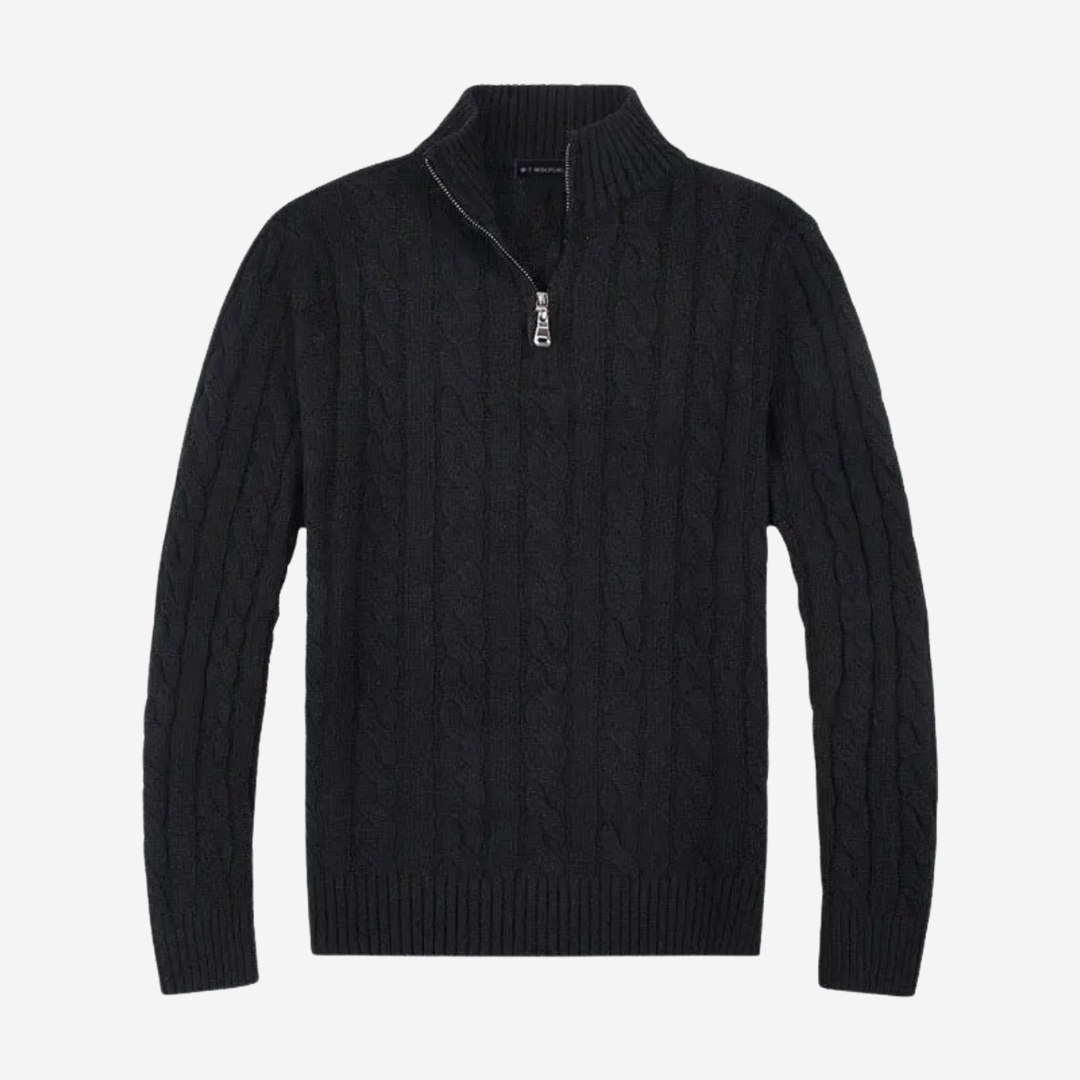 VELMAR | Herren Half Zip Pullover – Zeitloses Zopfmuster trifft moderne Raffinesse