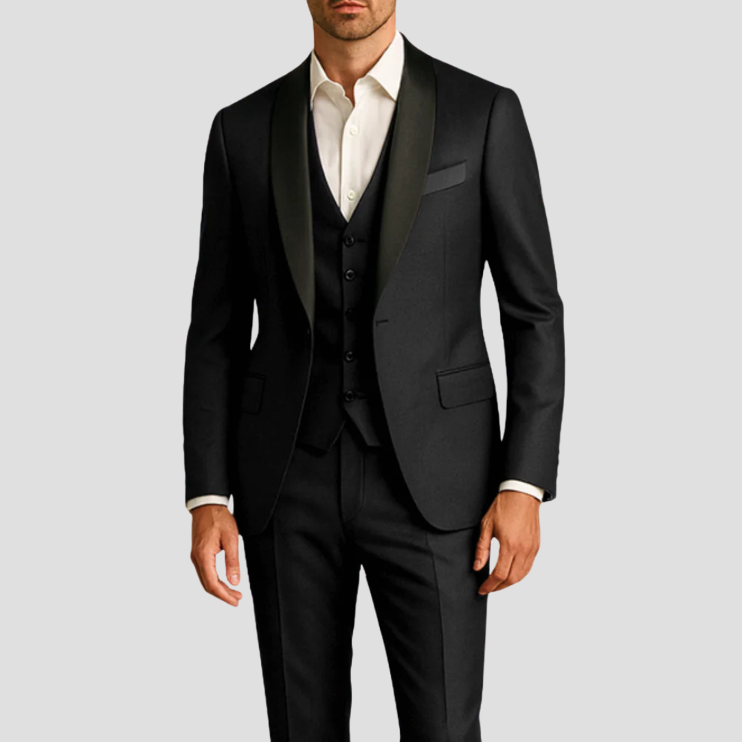 VELMAR | Herren Smoking – Dreiteiliger Slim-Fit Anzug für elegante Anlässe