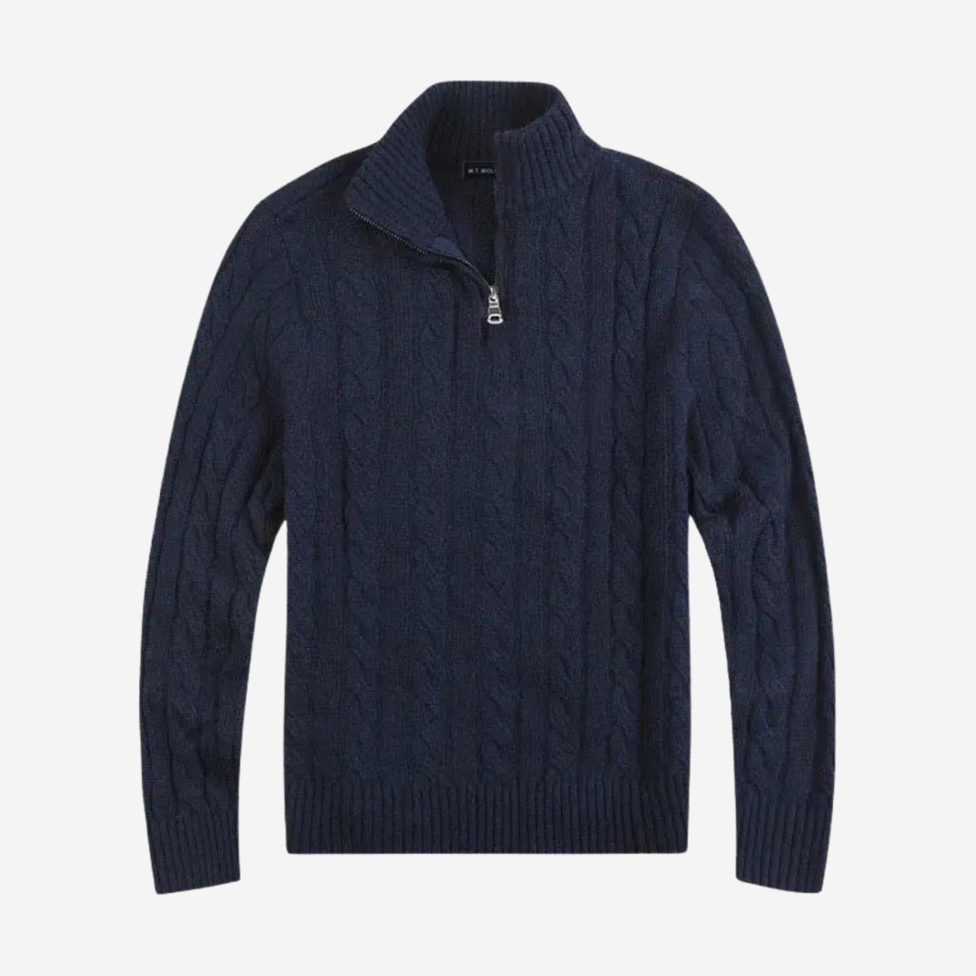 VELMAR | Herren Half Zip Pullover – Zeitloses Zopfmuster trifft moderne Raffinesse