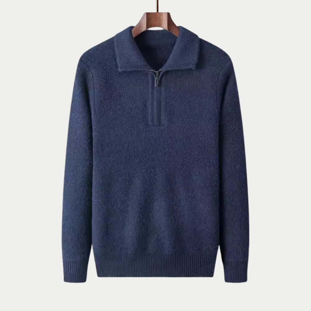 VELMAR | Herren Merino Strickpullover Extra-Fein mit Reißverschluss