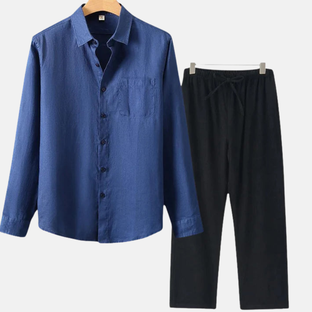 Velmar | Herren Leinen Set Zweiteilig Atmungsaktiv Relaxed Fit Sommer