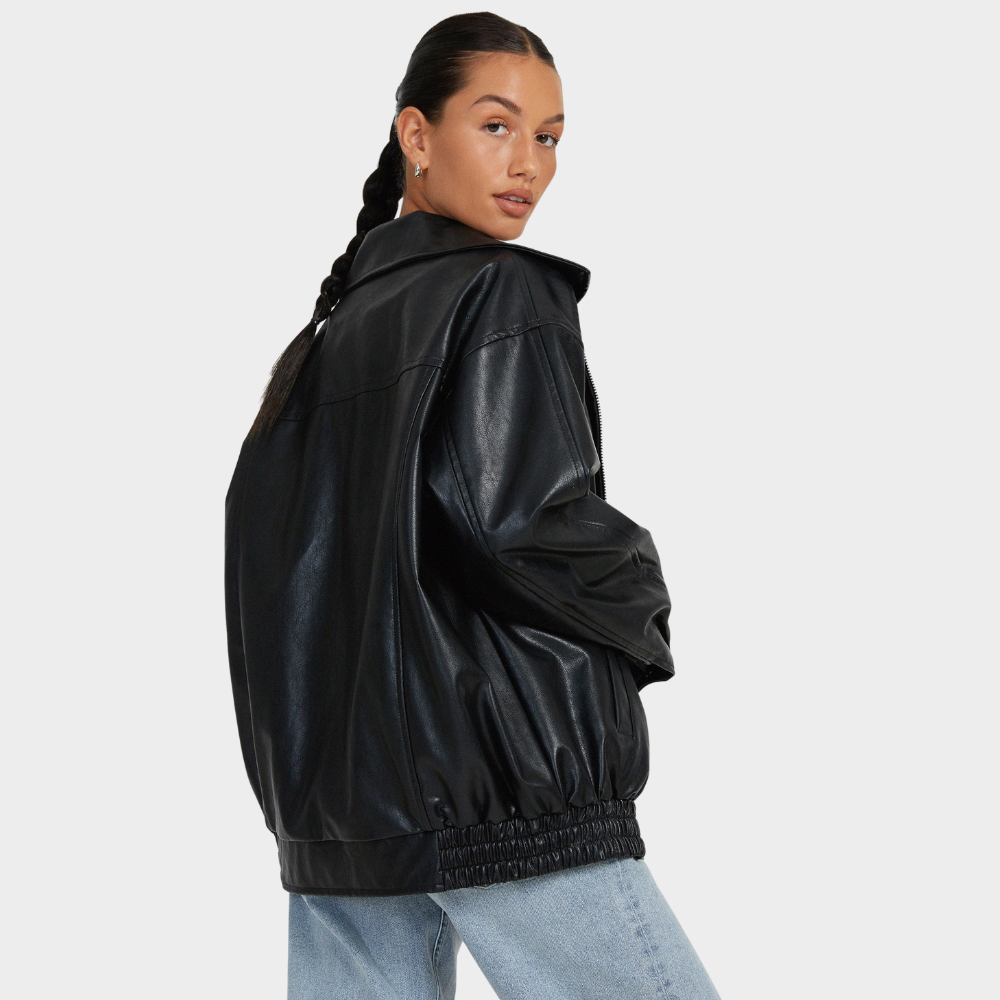 VELMAR | Oversized Lederjacke Damen – Modischer Look, Hochwertiges Kunstleder