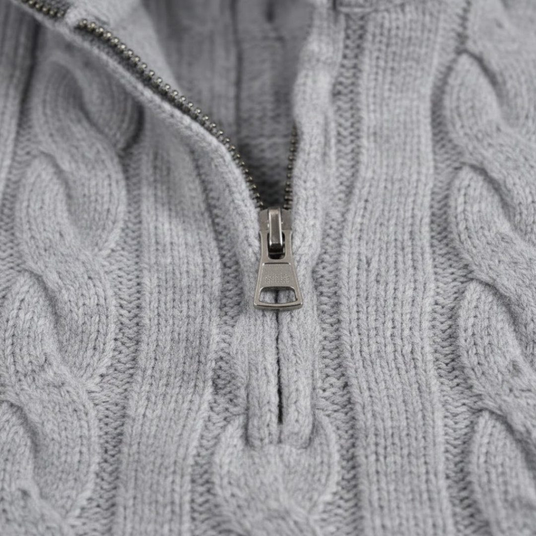 VELMAR | Herren Half Zip Pullover – Zeitloses Zopfmuster trifft moderne Raffinesse