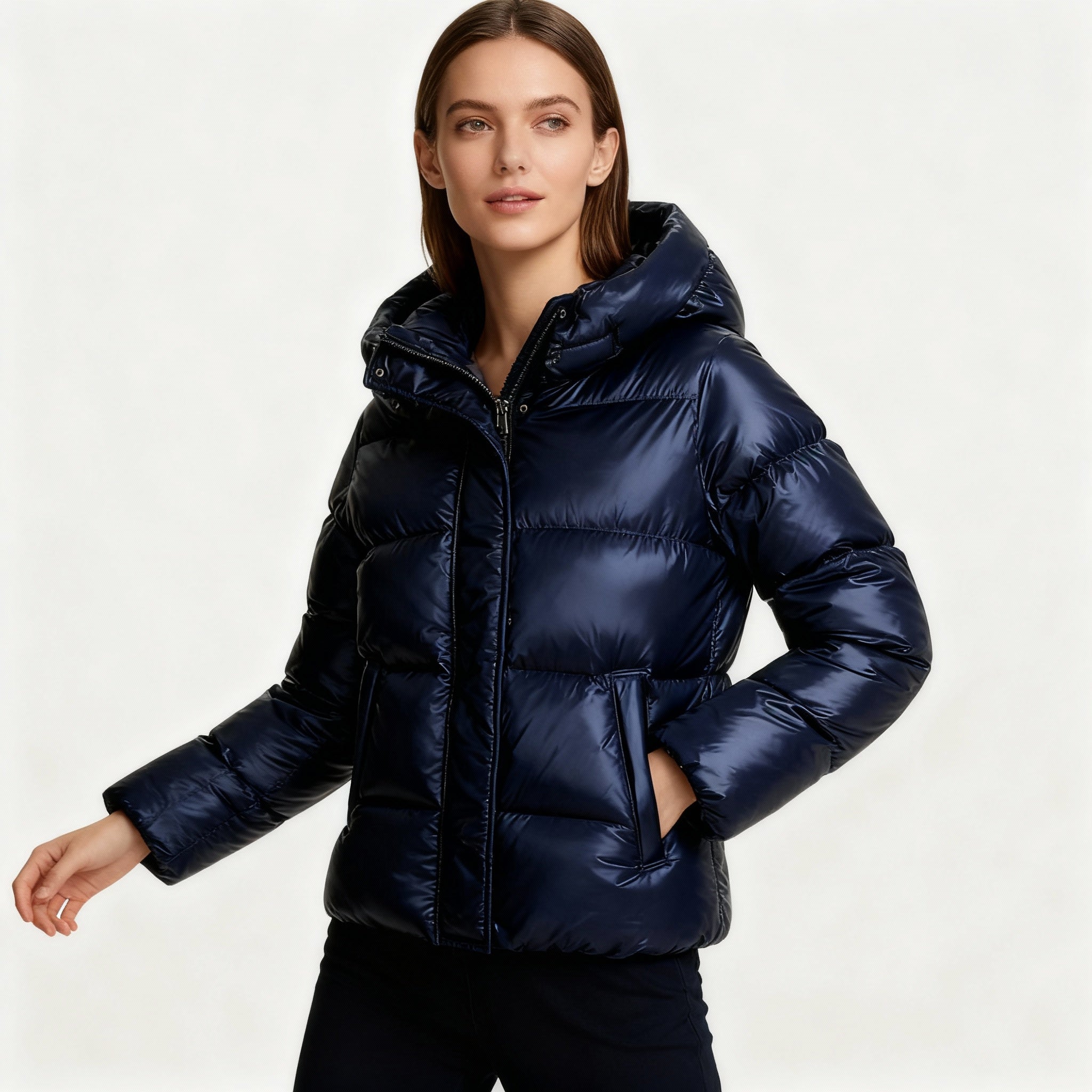 VELMAR | Damen Luxus Steppjacke mit Kapuze und Taschen