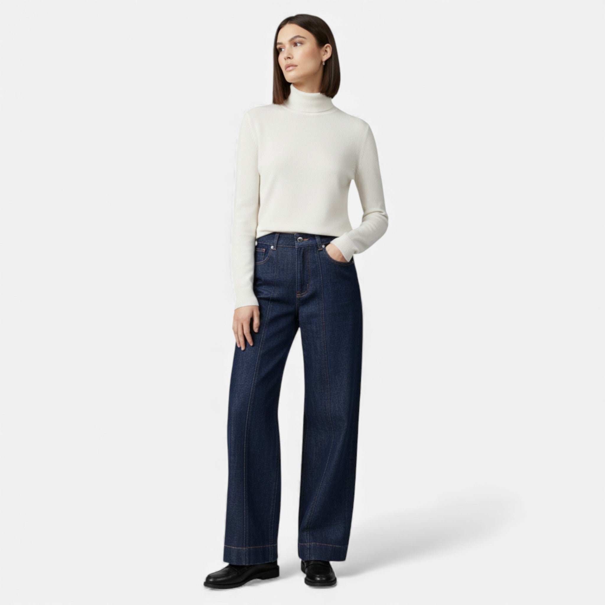 VELMAR | Bequeme Damen Jeans High Waist Weites Bein Stretch Denim