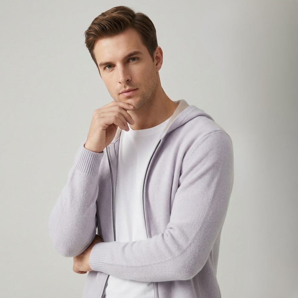 VELMAR | Herren 100% Merino Hoodie Reißverschluss Warm