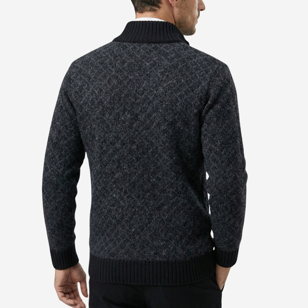 VELMAR | Herren Strickpullover mit durchgehendem Reißverschluss Gemustert Klassisch