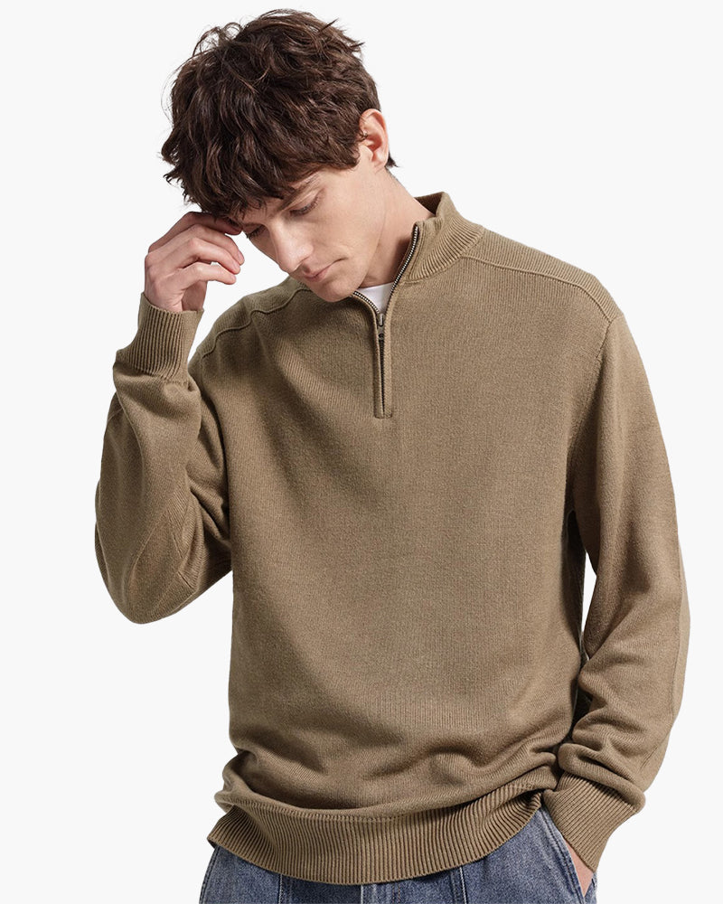 VELMAR | Herren Merino Wollpullover Half Zip Warm
