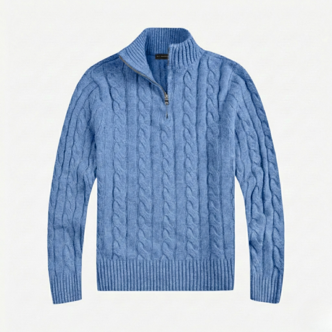 VELMAR | Herren Half Zip Pullover – Zeitloses Zopfmuster trifft moderne Raffinesse