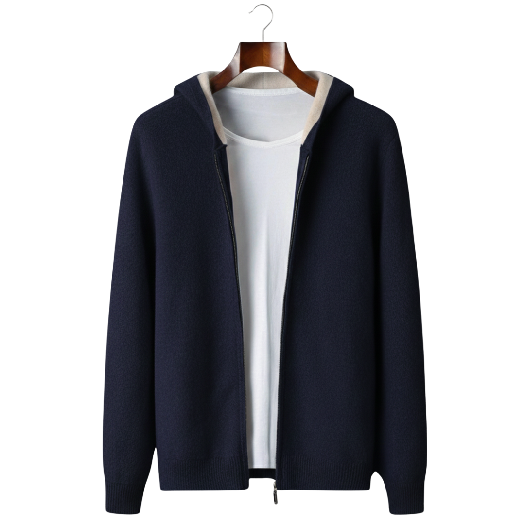 VELMAR | Herren 100% Merino Hoodie Reißverschluss Warm
