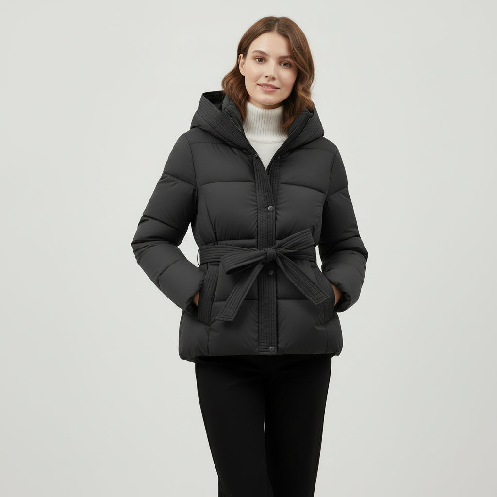 VELMAR | Damen Winter-Parka Puffer – Abnehmbare Kapuze & Bindegürtel