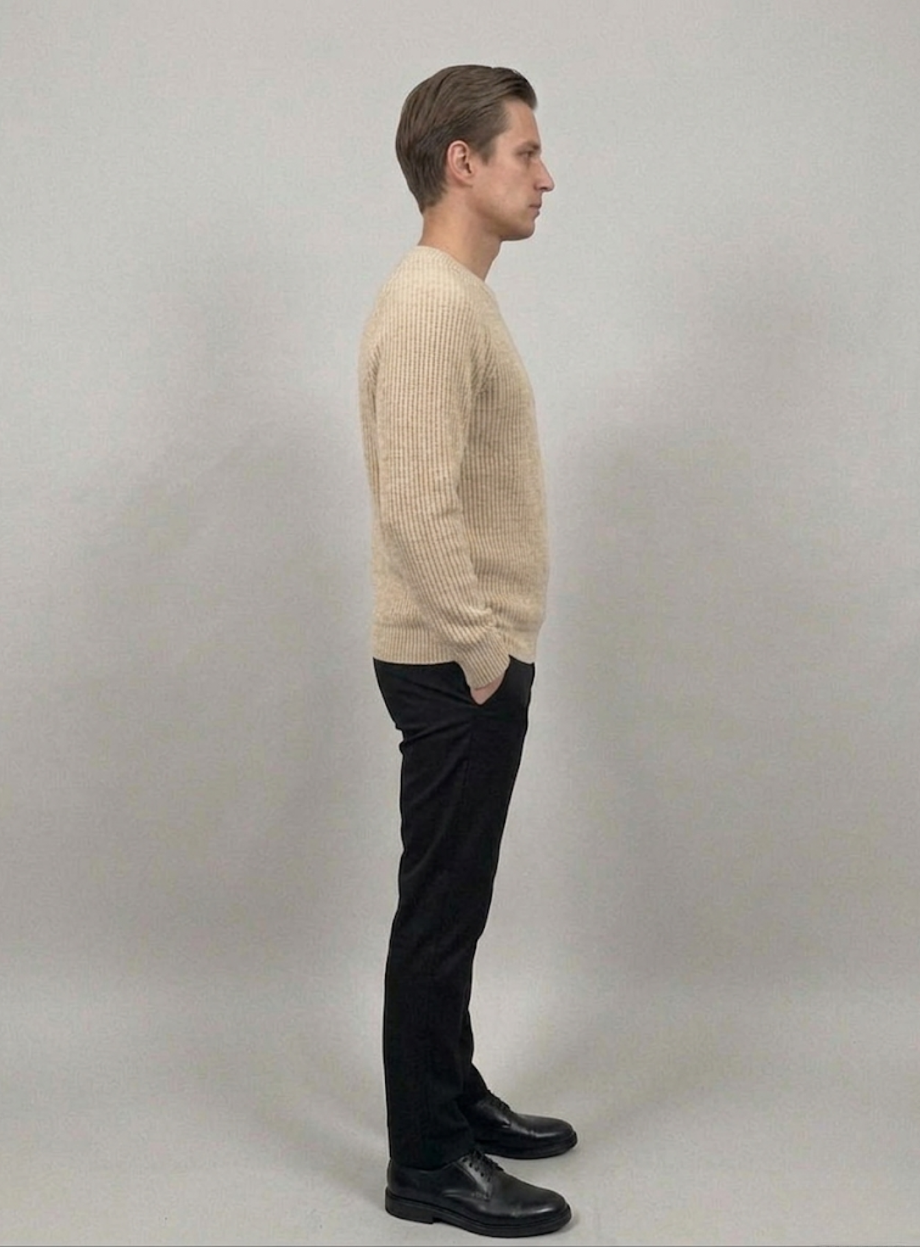 VELMAR | Herren Crewneck Merino Wolle Rippstrick Premium Qualität