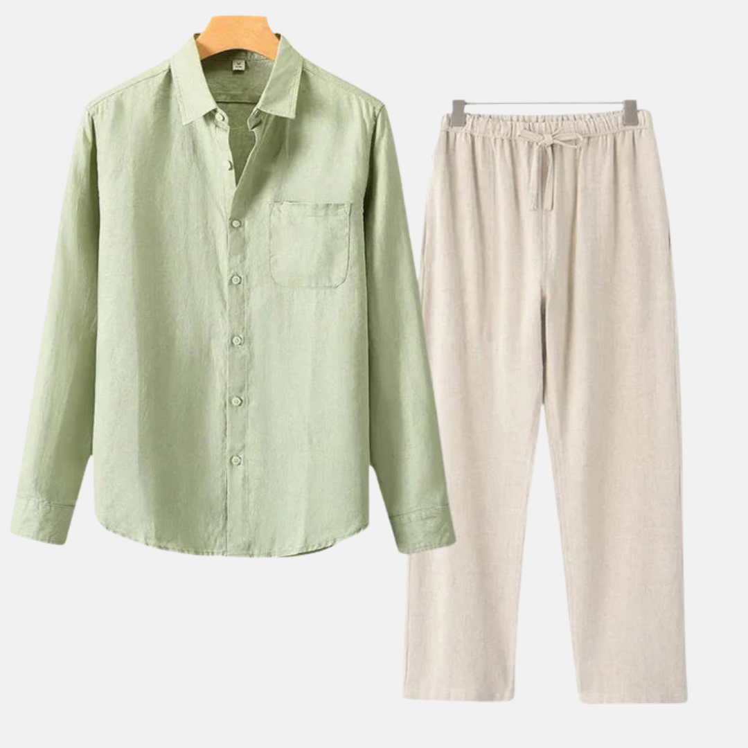 Velmar | Herren Leinen Set Zweiteilig Atmungsaktiv Relaxed Fit Sommer