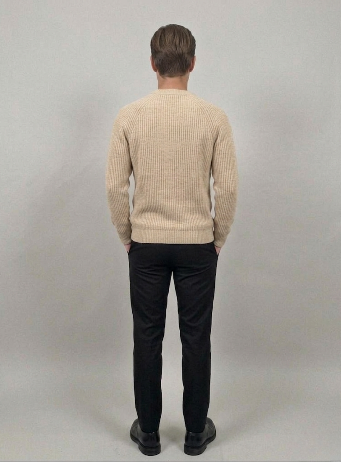 VELMAR | Herren Crewneck Merino Wolle Rippstrick Premium Qualität
