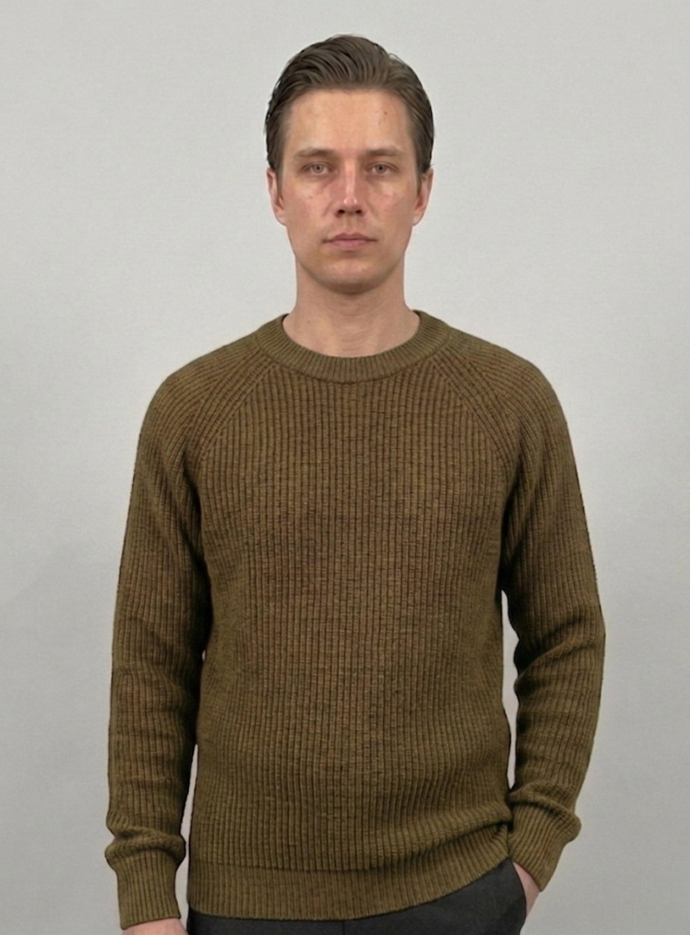 VELMAR | Herren Crewneck Merino Wolle Rippstrick Premium Qualität