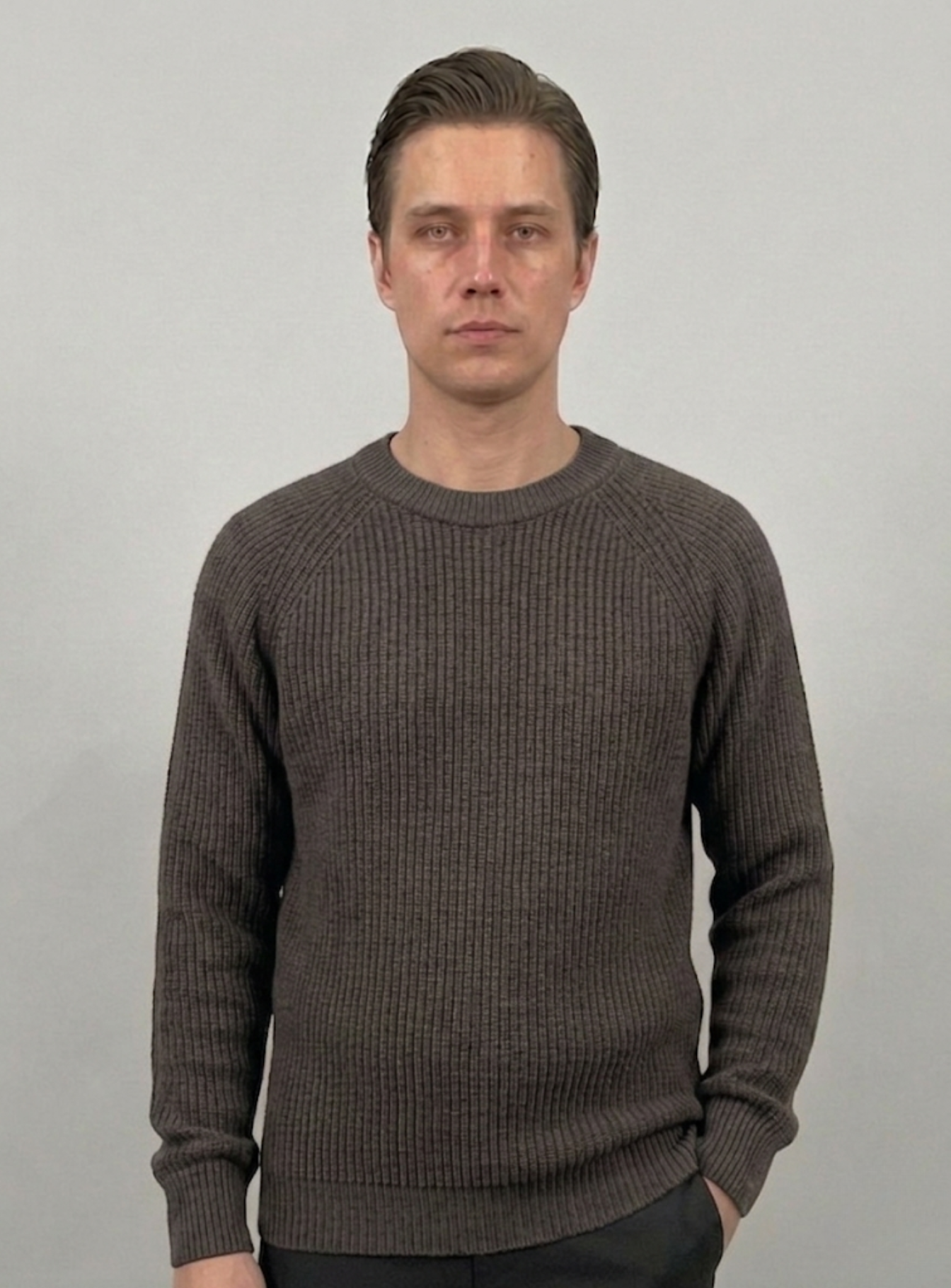 VELMAR | Herren Crewneck Merino Wolle Rippstrick Premium Qualität