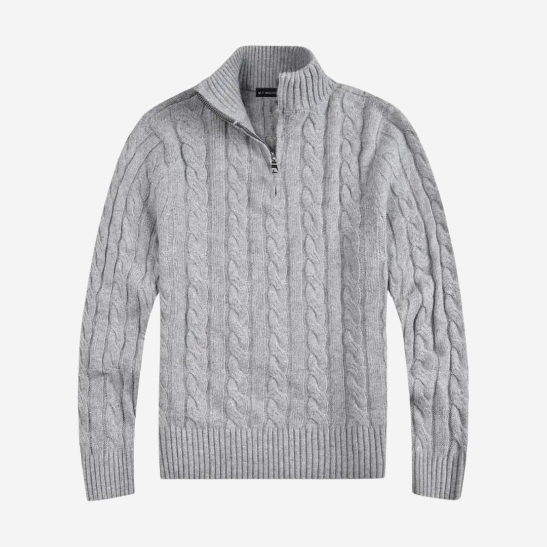 VELMAR | Herren Half Zip Pullover – Zeitloses Zopfmuster trifft moderne Raffinesse
