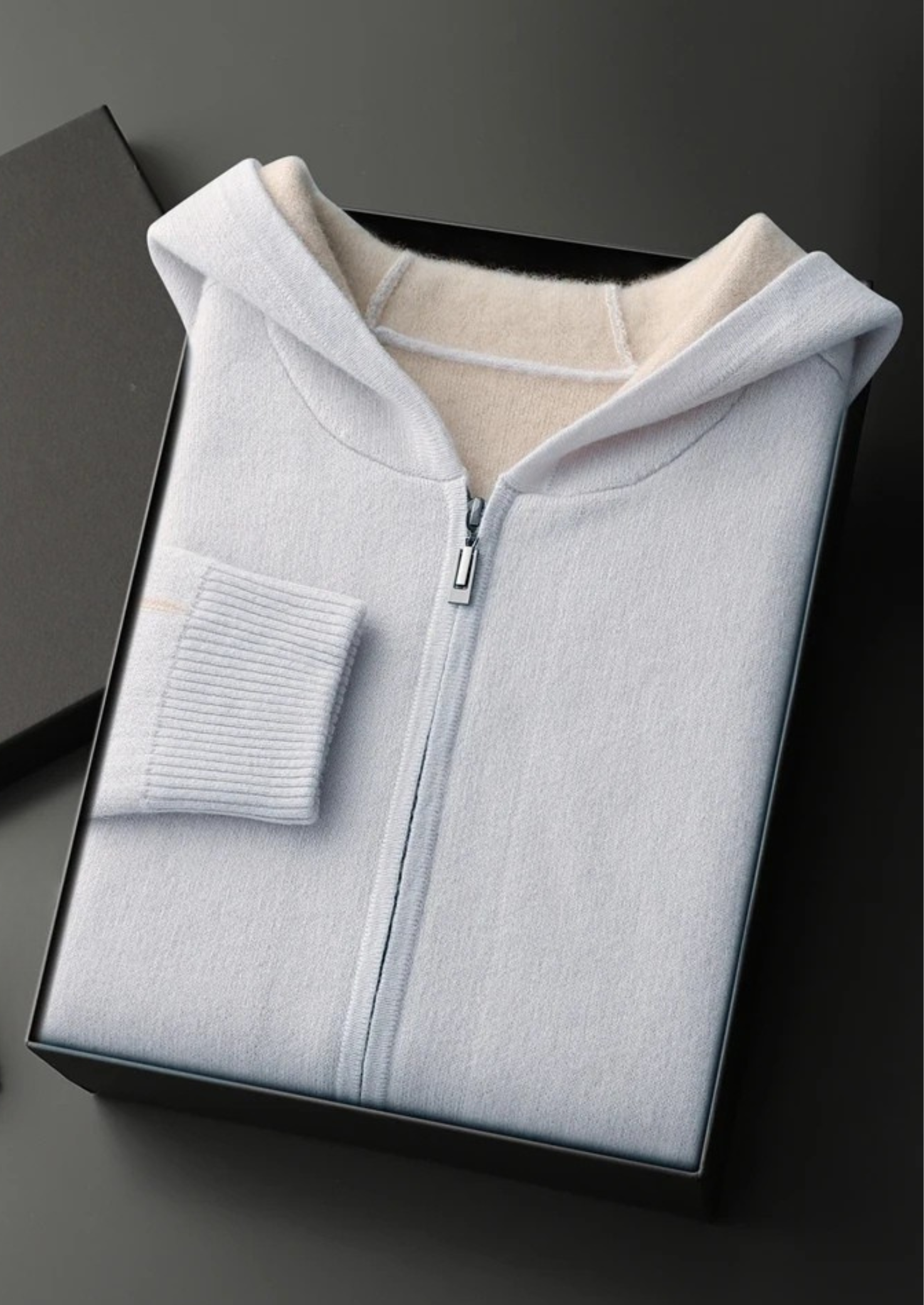 VELMAR | Herren 100% Merino Hoodie Reißverschluss Warm