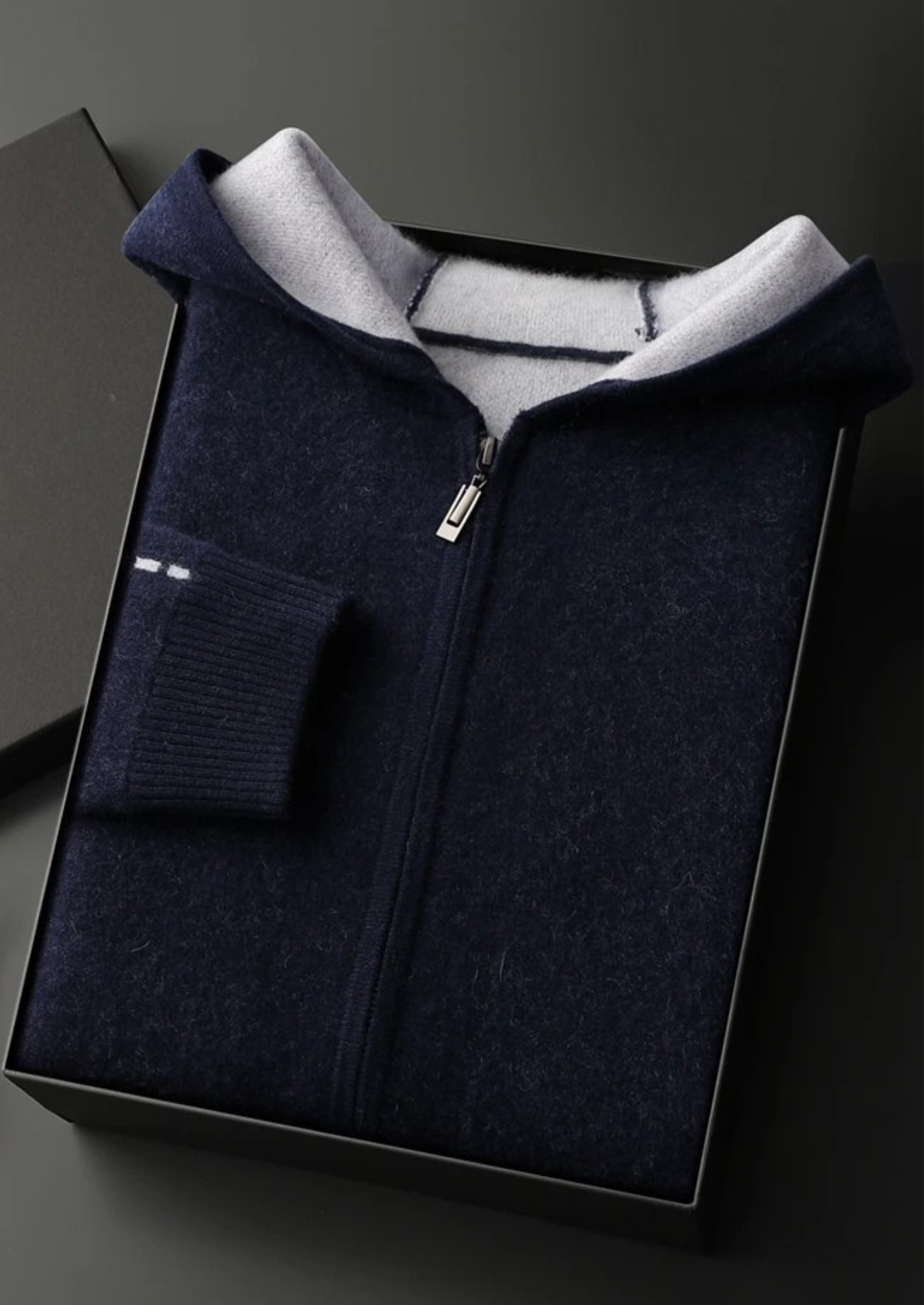 VELMAR | Herren 100% Merino Hoodie Reißverschluss Warm
