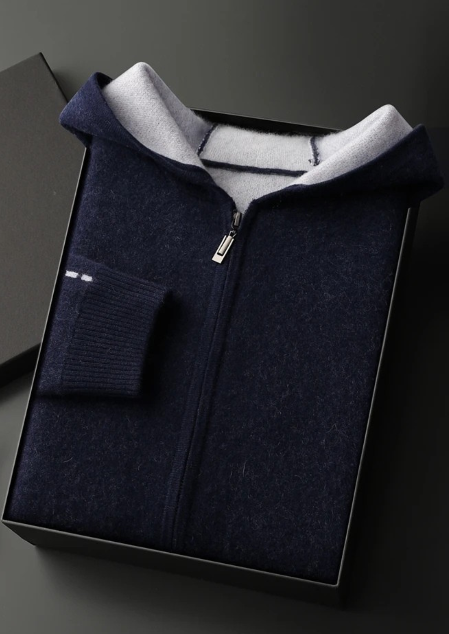 VELMAR | Herren 100% Merino Hoodie Reißverschluss Warm