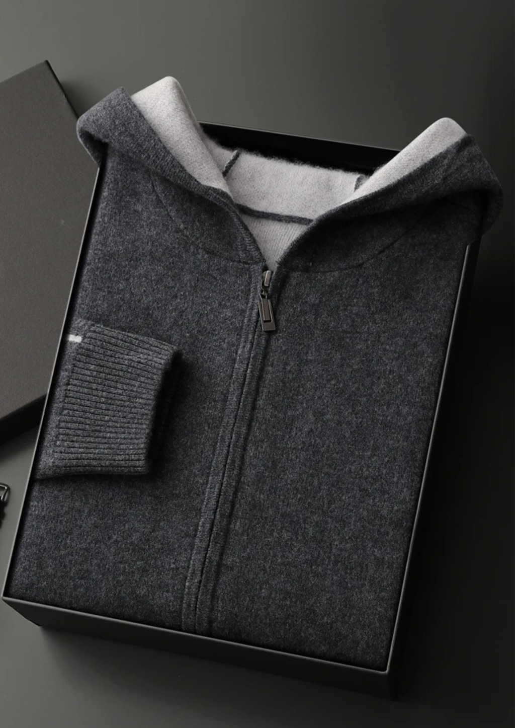 VELMAR | Herren 100% Merino Hoodie Reißverschluss Warm