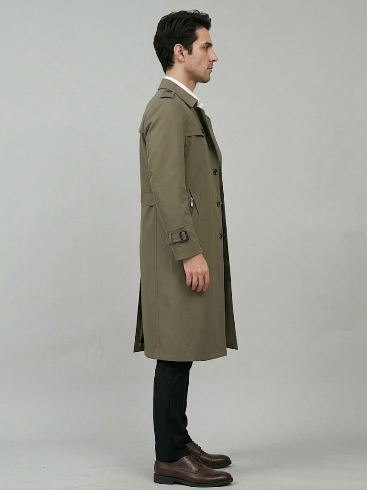 VELMAR | Herren Trenchcoat Elegant Lang Business Mantel Doppelreiher
