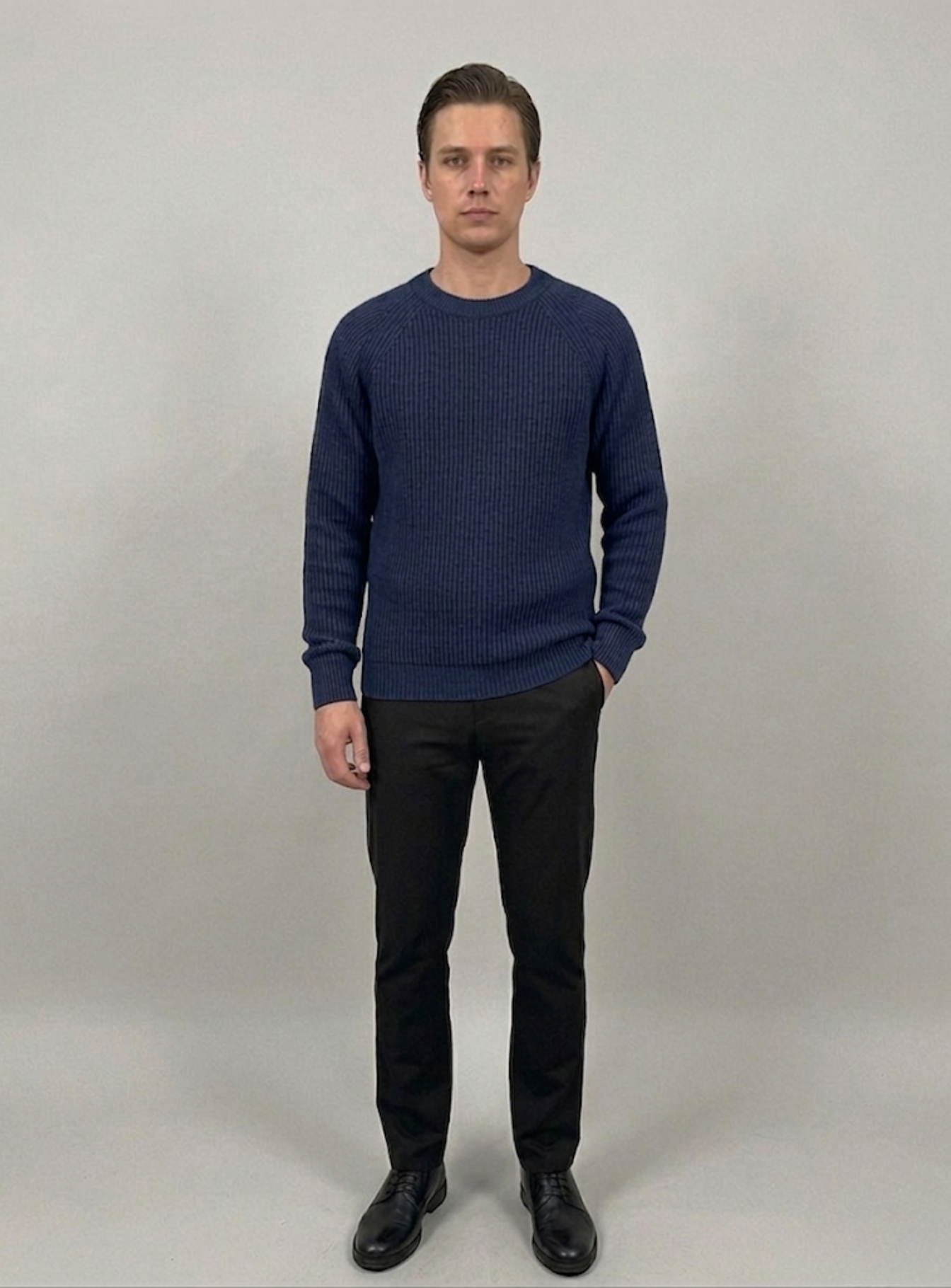 VELMAR | Herren Crewneck Merino Wolle Rippstrick Premium Qualität