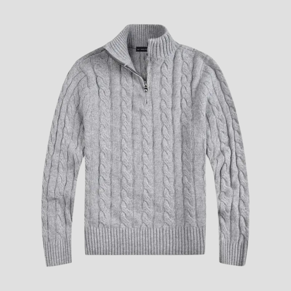 VELMAR | Herren Half-Zip Strickpullover – Zeitloses Zopfmuster trifft moderne Raffinesse