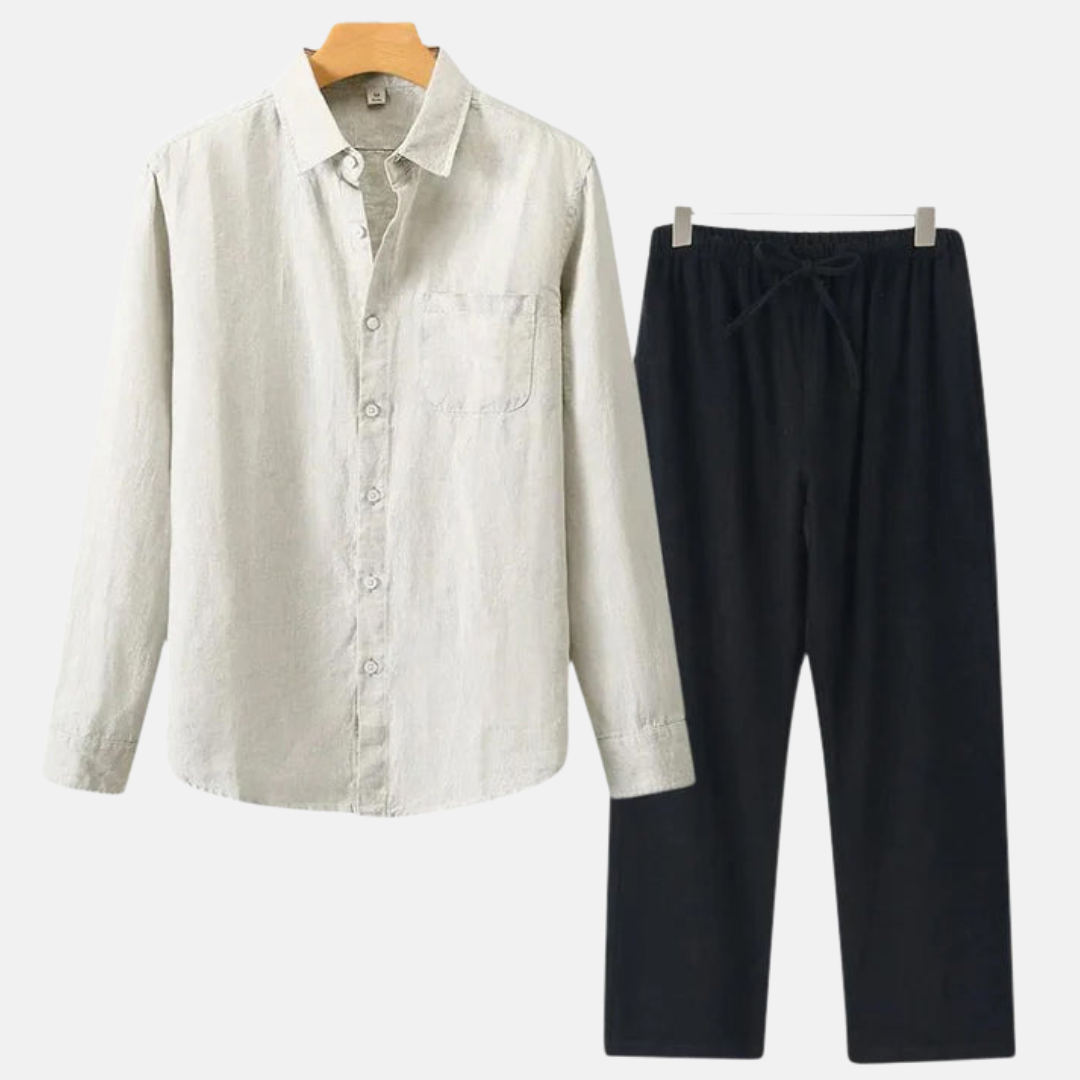 Velmar | Herren Leinen Set Zweiteilig Atmungsaktiv Relaxed Fit Sommer