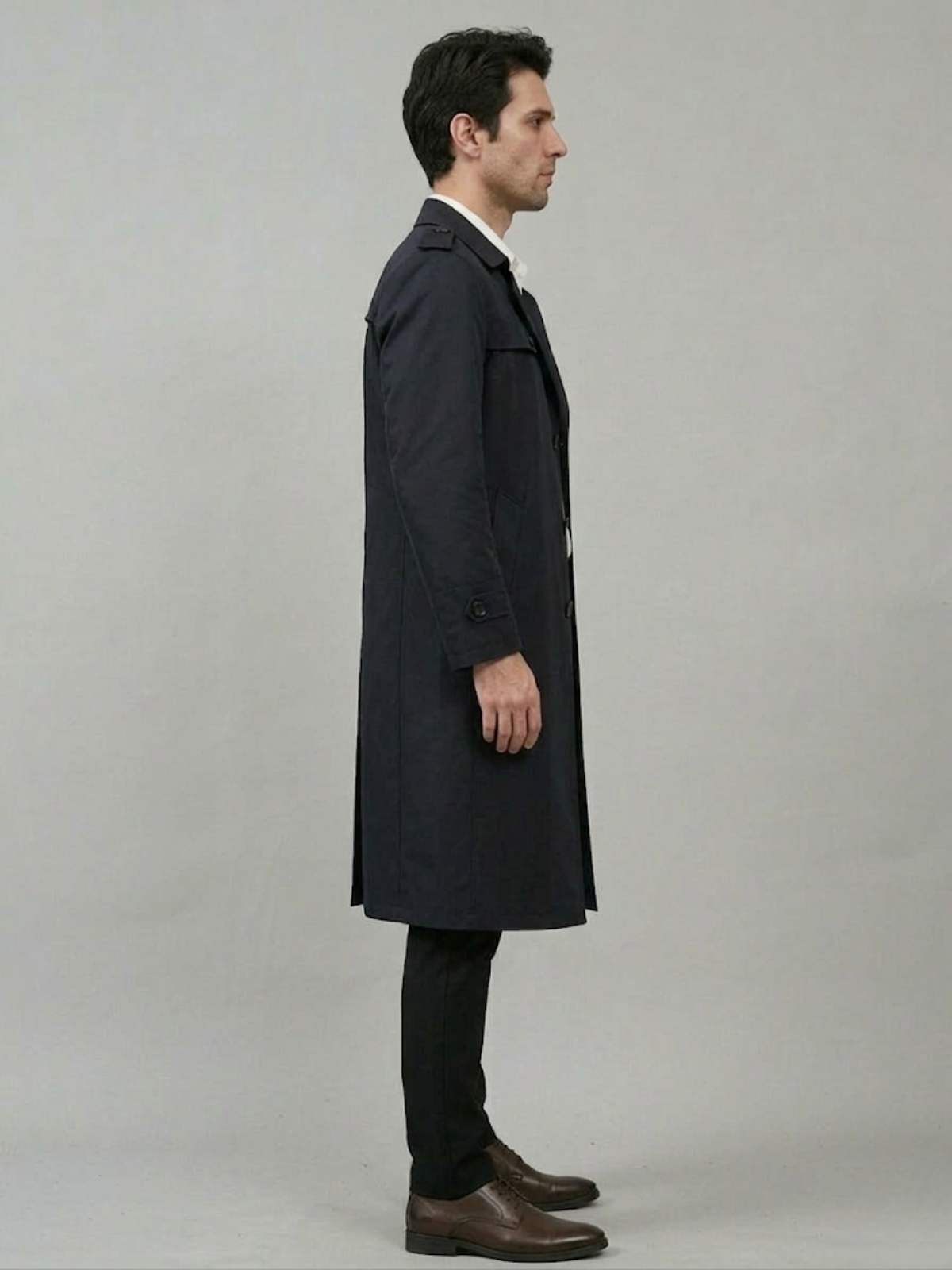 VELMAR | Herren Trenchcoat Elegant Lang Business Mantel Doppelreiher