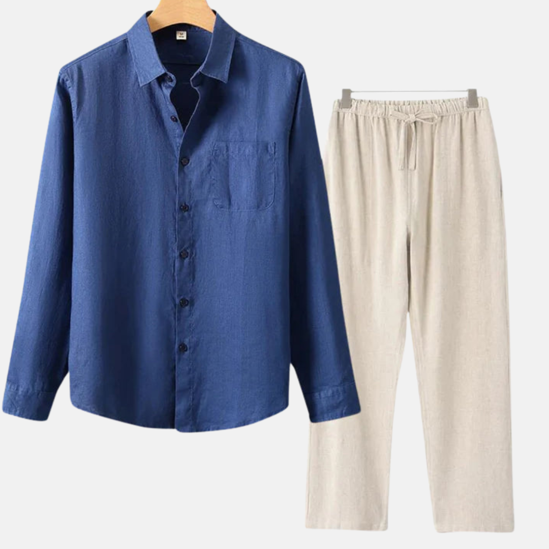 Velmar | Herren Leinen Set Zweiteilig Atmungsaktiv Relaxed Fit Sommer