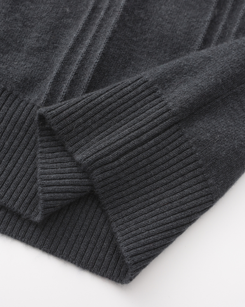 VELMAR | Herren Kaschmir-Strickpullover mit Reißverschluss Stehkragen