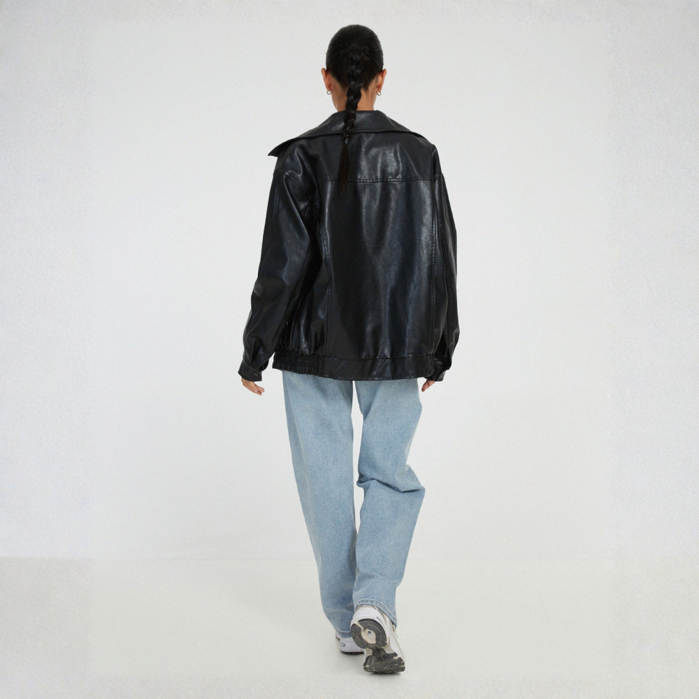 VELMAR | Oversized Lederjacke Damen – Modischer Look, Hochwertiges Kunstleder