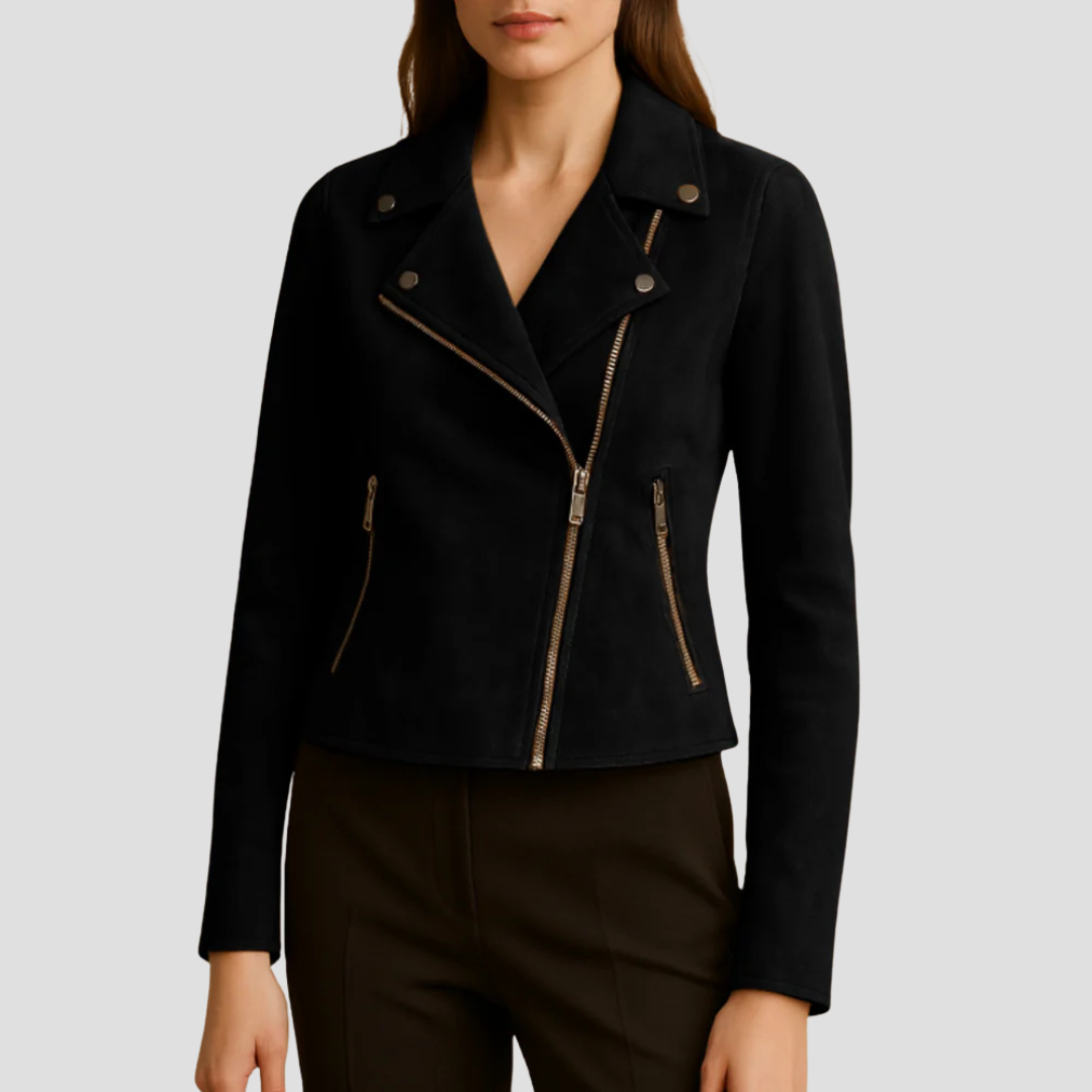 VELMAR | Damen Wildleder Bikerjacke – Kurze Silhouette mit moderner Raffinesse